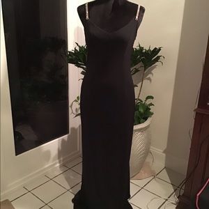 Black gown with rhinestones straps